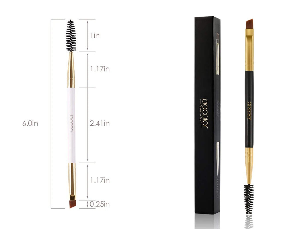 Docolor Double Head Makeup Eyebrow Brush Double Sided Blending Eye Eyebrow Flat Angled Make Up Brush Comb Double Ended Tool