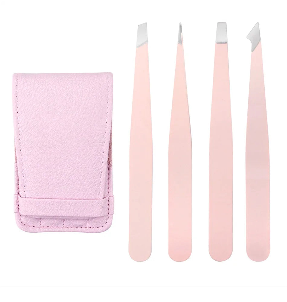 4/5Pcs Extension Tweezers Set Stainless Professional Eye Lashes Extension Tweezers Eyebrow Tongs Clip Scissors Cosmetic Tools