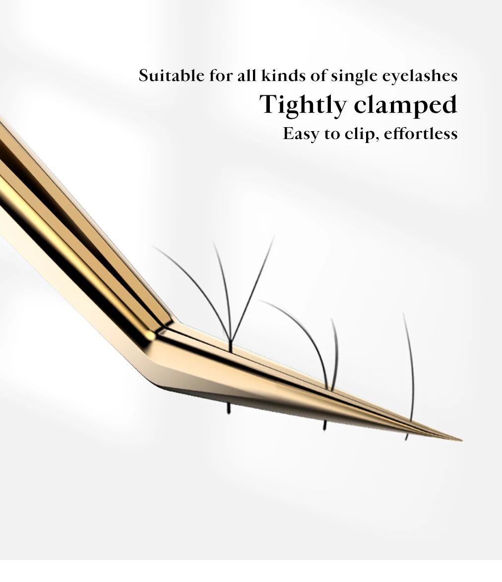 DeceMars  Eyelash Extension Tweezers Gold Color