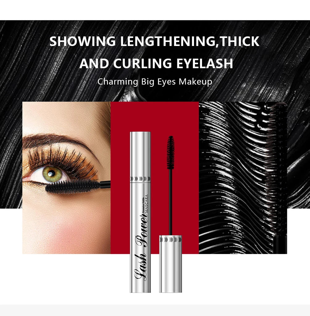 QIBEST Waterproof Mascara Black Eye Makeup Rimmel 4D Eyelash Cosmetics Curling Thick Mascara Eyelashes Silk Fiber Volume Mascara