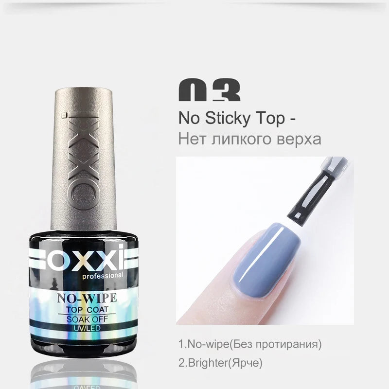 OXXI Semipermanent Top Coat y Base Coat Set 8ml Rubber Base for Gel Varnishes Kit No-wipe Matte Top for Nails Gel Nail Polishes