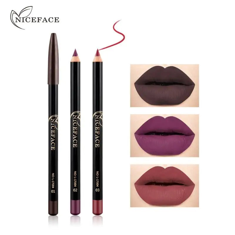 NICEFACE 12 Colors Matte Lip Pencils Nude Lipliner Pencil Waterproof Lipstick Pen Lip Liner Long Lasting Lips Makeup Cosmetics