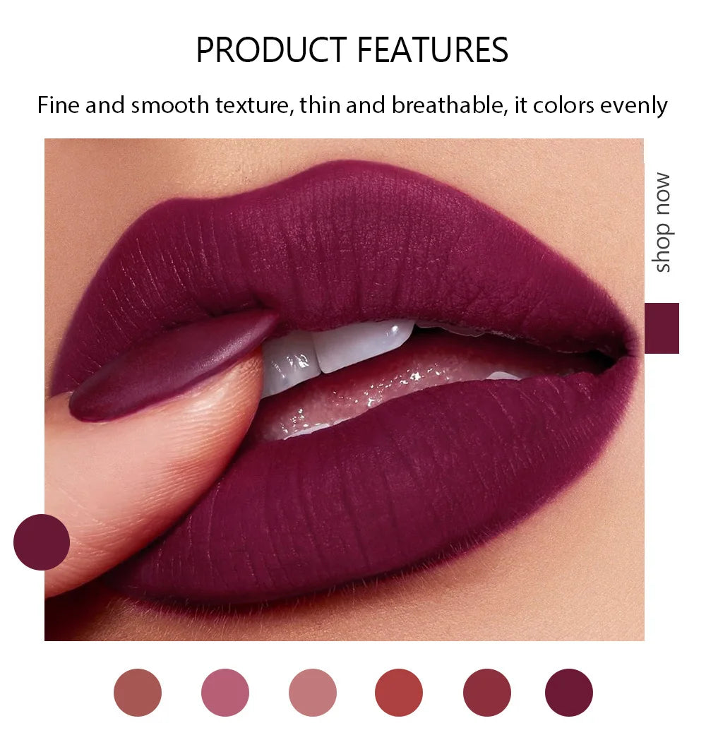 Waterproof Nude Matte Lipsticks Long Lasting Lip Stick Not Fading Sexy Red Pink Velvet Lipsticks Makeup Cosmetic Batom 6 Colors