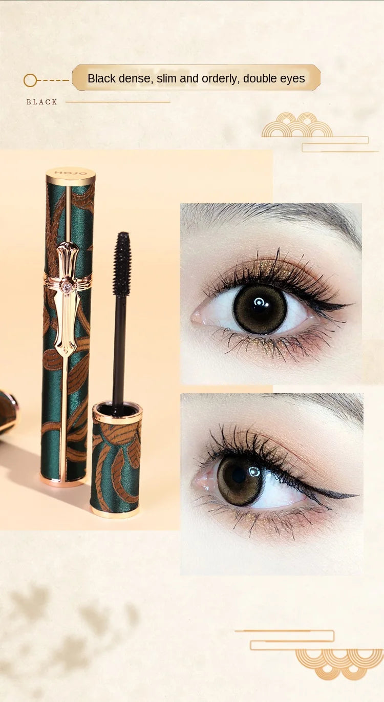 Hojo Curling Mascara Waterproof Antiperspirant Not Blooming Long Curling Makeup Sense of Natural Fiber Mascara Female Cosmetic