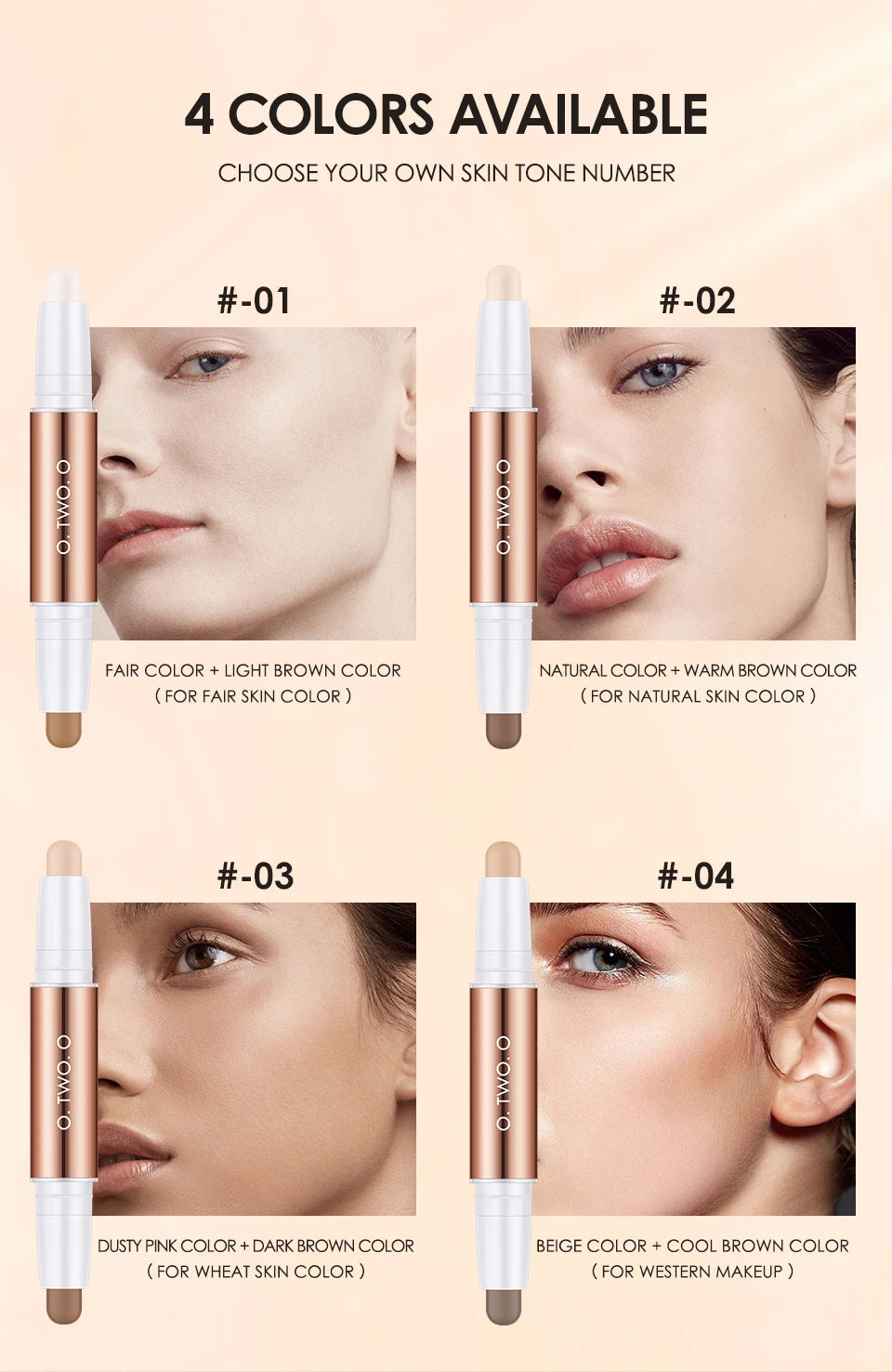 O.TWO.O Contour Stick Highlighting&Bronzer Face Brightening Double Head Contour Pen Waterproof Contouring Makeup Cosmetics