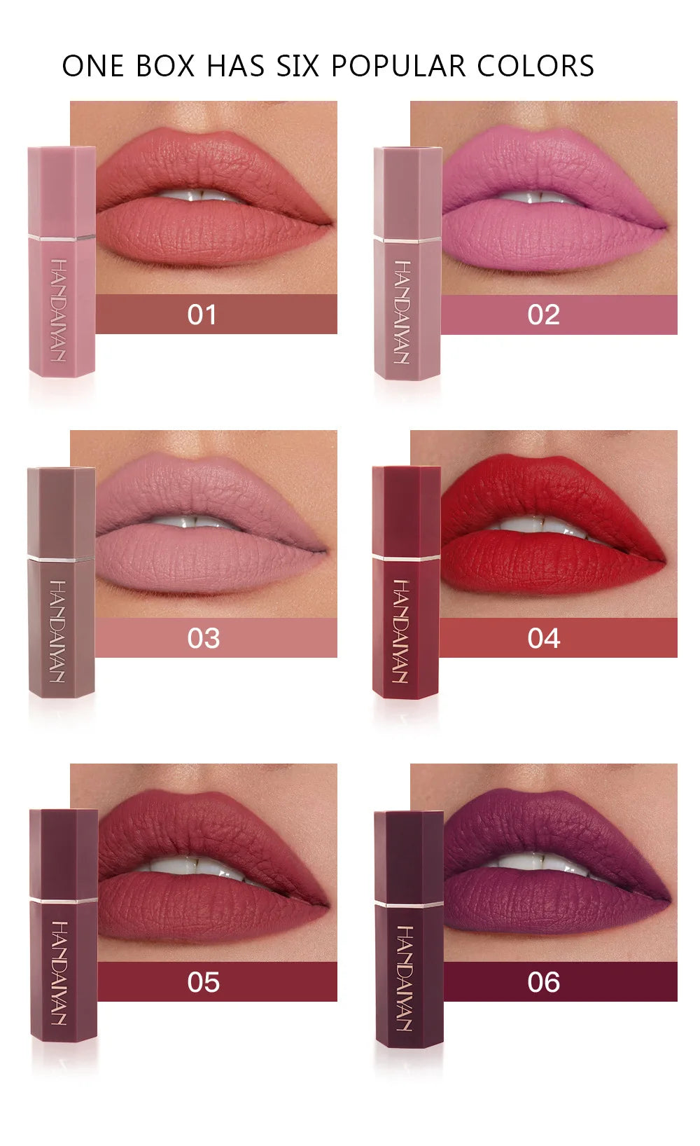 Waterproof Nude Matte Lipsticks Long Lasting Lip Stick Not Fading Sexy Red Pink Velvet Lipsticks Makeup Cosmetic Batom 6 Colors