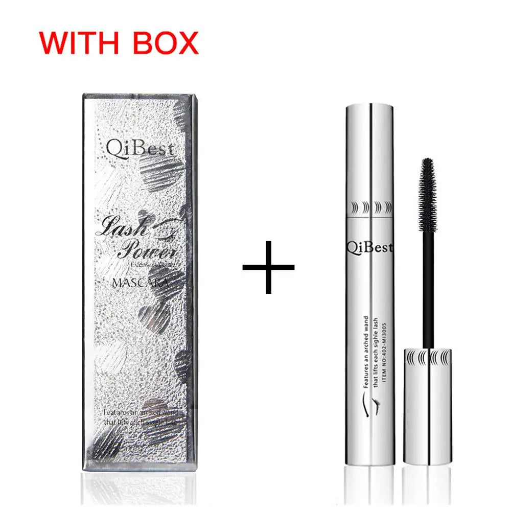 QIBEST Waterproof Mascara Black Eye Makeup Rimmel 4D Eyelash Cosmetics Curling Thick Mascara Eyelashes Silk Fiber Volume Mascara