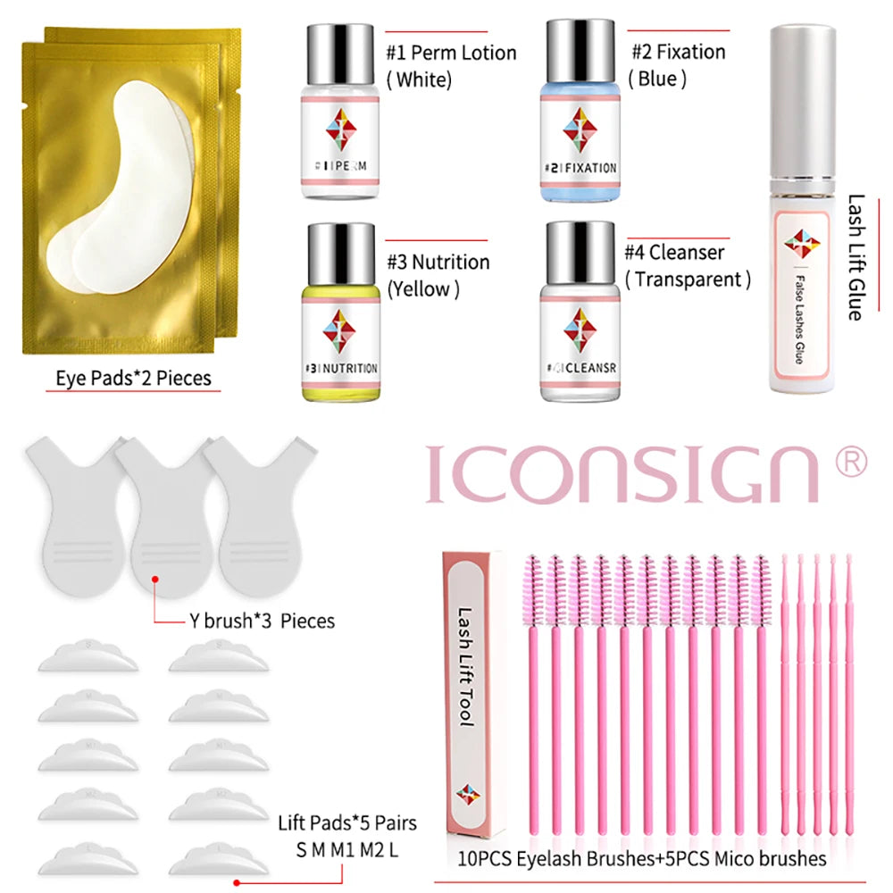 ICONSIGN Upgrade Version Lash Lift Kit Lifting Eyelashes Lasting 6-8 Weeks Lash Perm Eyelash Enhancer Makeup Tools