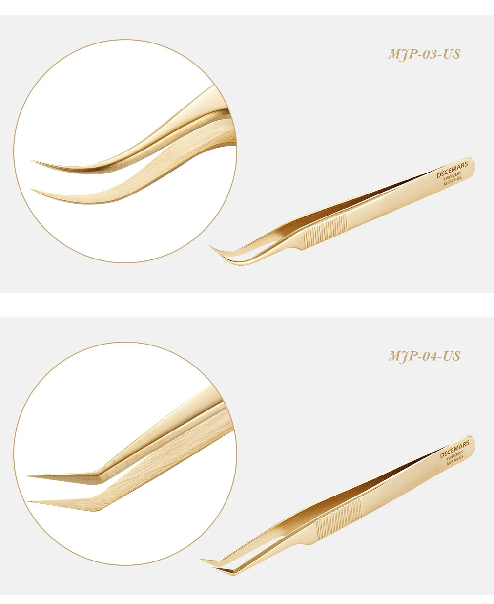 DeceMars  Eyelash Extension Tweezers Gold Color