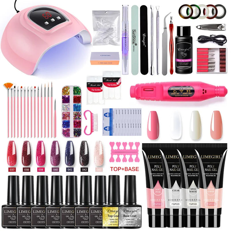 Nail set UV Nail lamp nail drying and Electric Nail Drill Gel Polish Kit Quick Building Nail Gel Extension Polygels Nail Art kit