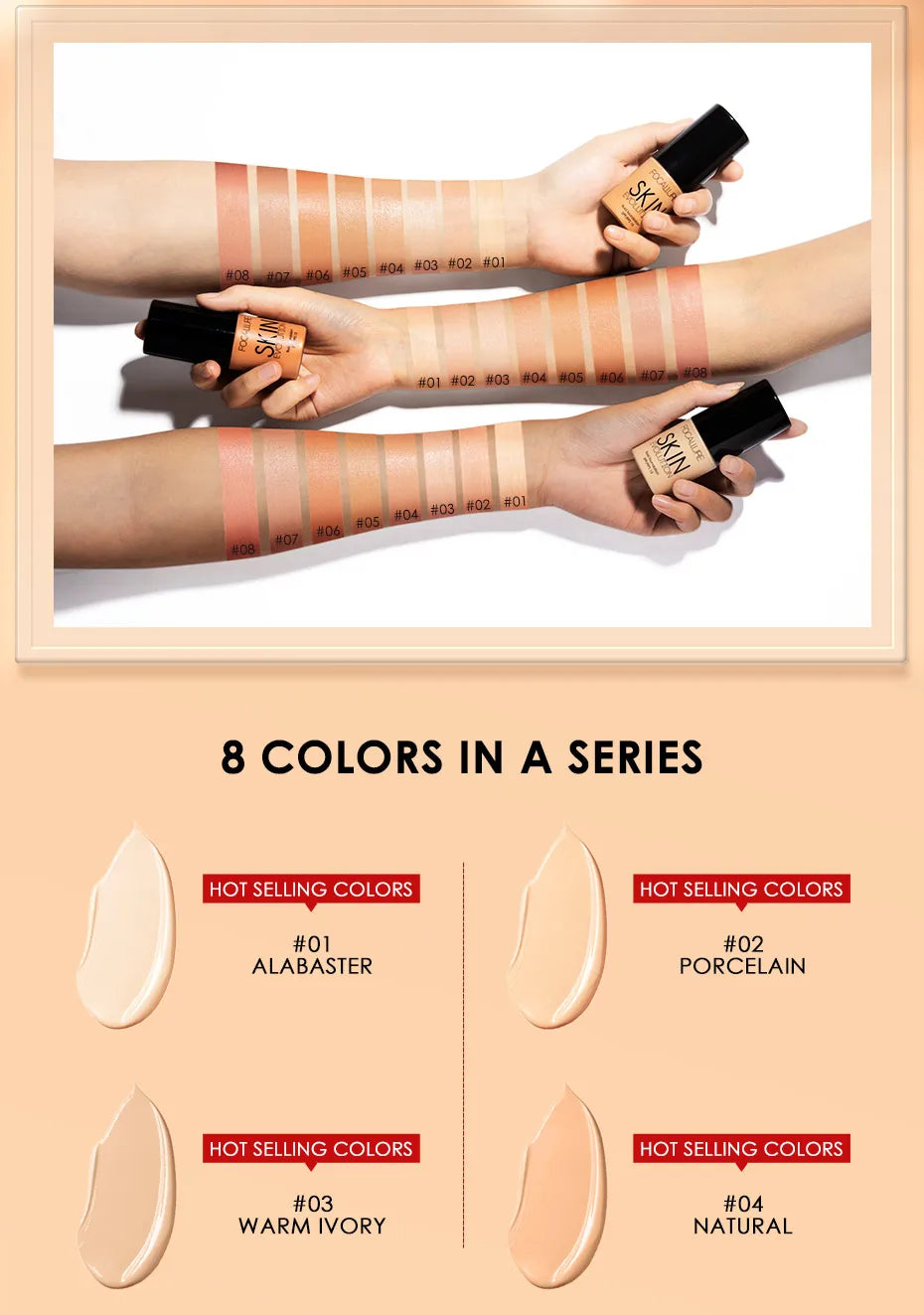 Focallure Base Face Liquid Foundation Cream Full Coverage Concealer Oil-control Moisturizing Foundation Cream Makeup For Women