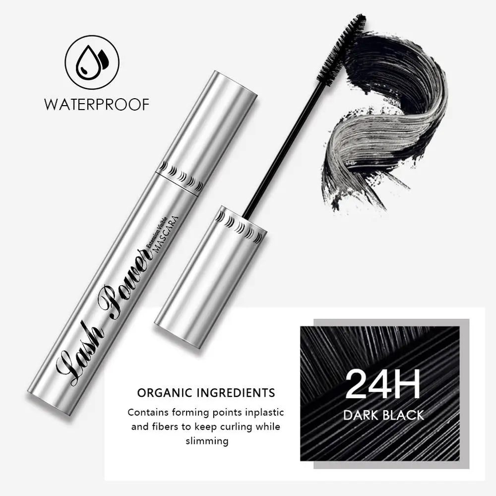 QIBEST Waterproof Mascara Black Eye Makeup Rimmel 4D Eyelash Cosmetics Curling Thick Mascara Eyelashes Silk Fiber Volume Mascara