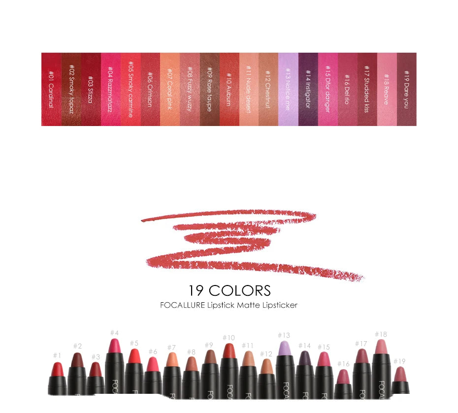 FOCALLURE 31 Colors Matte Lipstick Pencil High Crayons Gloss Long-lasting Waterproof Lip Balm Pen Lips Makeup Women Cosmetics