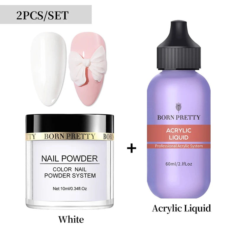 BORN PRETTY Acrylic Powder Set Pink White Clear Acrylic Nail Kit for Nails Extension Professional Nail Art Acrylic Liquid Set