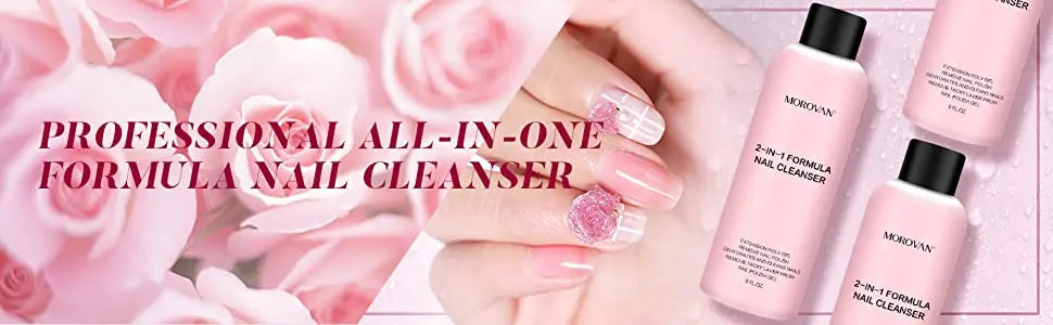 8oz Nail Cleanser 2 in 1 (Poly Nail Extension Gel Slip Solution+Professional Nail Cleanser) Nail Polish Remover Lint-free Slip