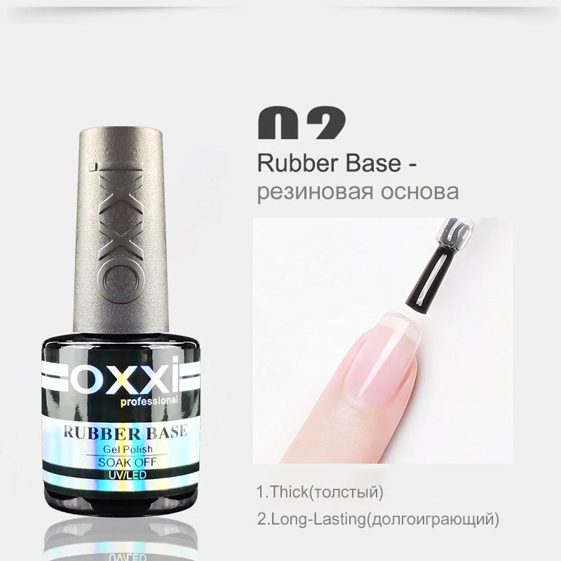 OXXI Semipermanent Top Coat y Base Coat Set 8ml Rubber Base for Gel Varnishes Kit No-wipe Matte Top for Nails Gel Nail Polishes