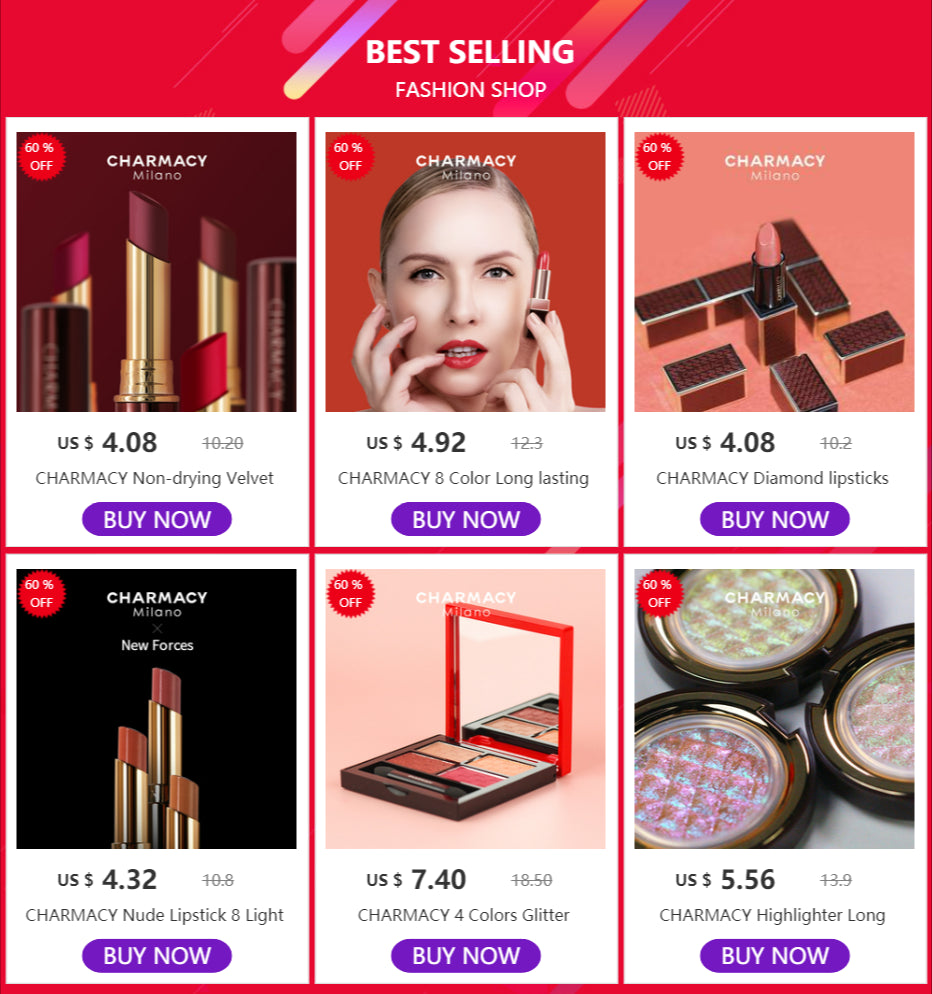 CHARMACY Nude Moist Luxury Lipstick 8 Natural Colors  Easy to Wear Lip Stick Red Shimmer Lipsticks Women Beauty Cosmetic