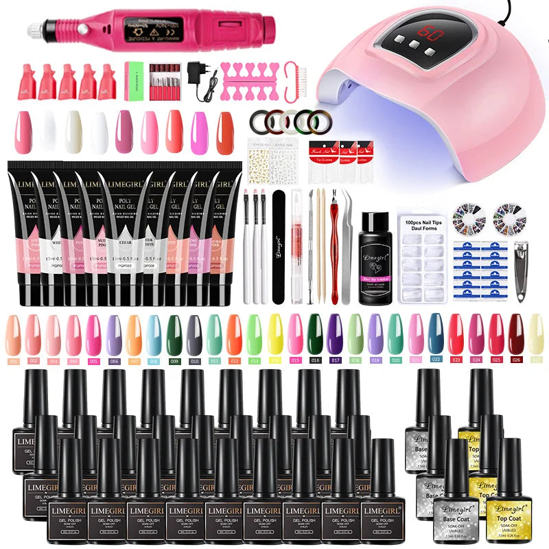 Nail set UV Nail lamp nail drying and Electric Nail Drill Gel Polish Kit Quick Building Nail Gel Extension Polygels Nail Art kit