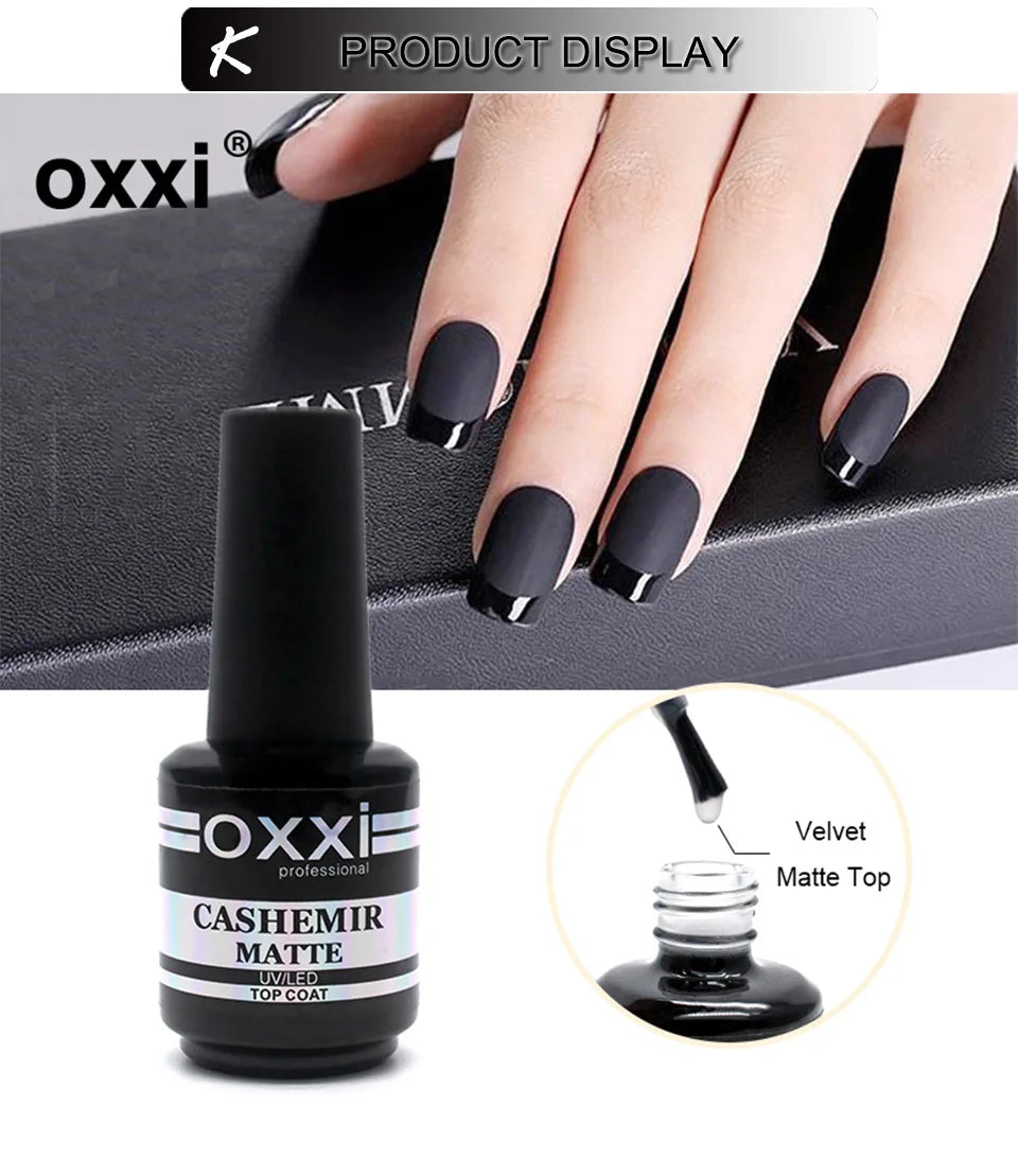 OXXI New Velvet Matte Top Coat Semi-permanent UV Nail Gel Varnish Hybrid Nails Art Desgin Matt Gellak Led Rubber Base and Top