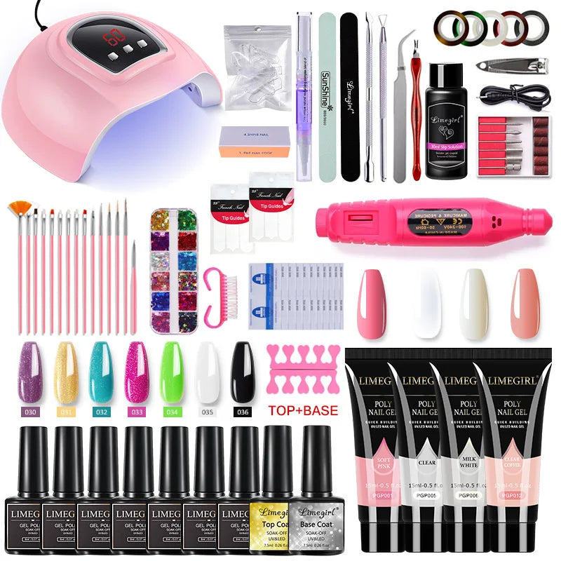 Nail set UV Nail lamp nail drying and Electric Nail Drill Gel Polish Kit Quick Building Nail Gel Extension Polygels Nail Art kit