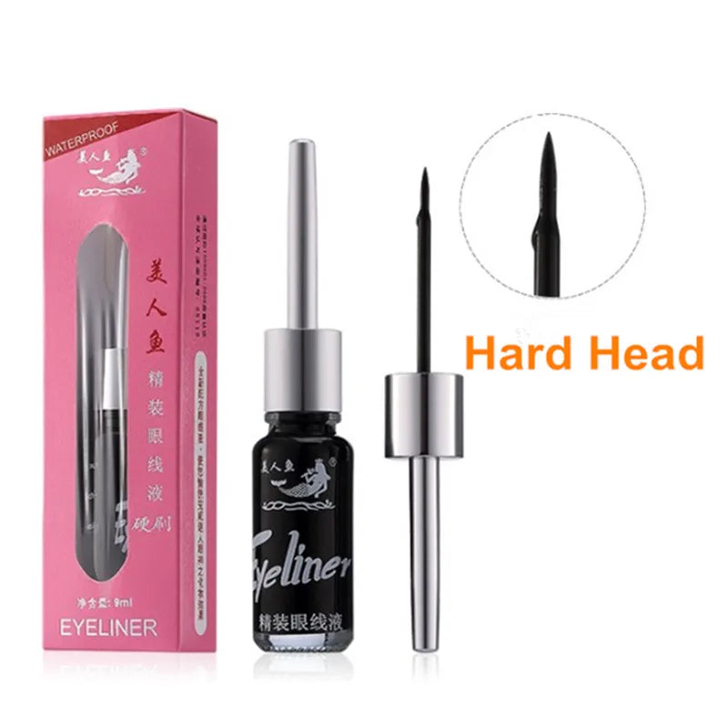 Black Liquid Eye Liner Pen Long-lasting Waterproof Hard Soft Brush Eyeliner Pencil Sexy Natural Makeup Beauty Tool Cosmetic Set