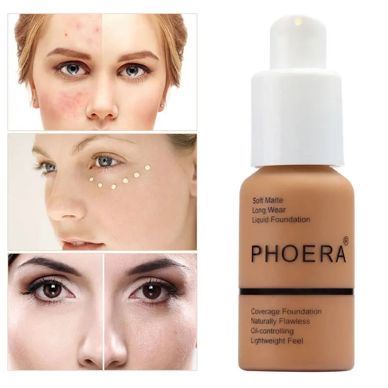 PHOERA 30ml Liquid Foundation Set Oil-control Concealer Cream Hydrating Long Lasting Hydrating Makeup Foundation TSLM1