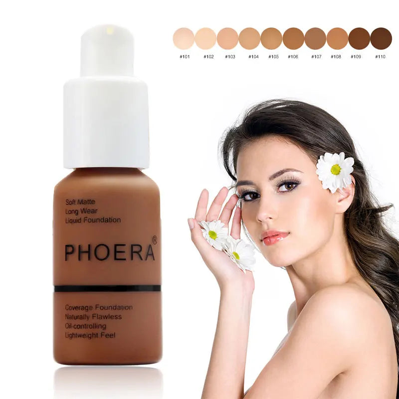 PHOERA 30ml Liquid Foundation Set Oil-control Concealer Cream Hydrating Long Lasting Hydrating Makeup Foundation TSLM1