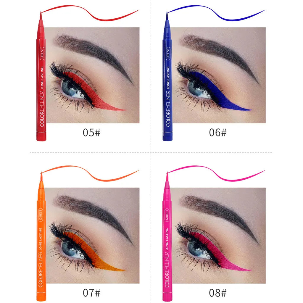 Makeup 12 Color Eyeliner Liquid Waterproof Easy To Wear Make Up Matte Eye Liner Blue Red Green White Gold Brown Eyleliner