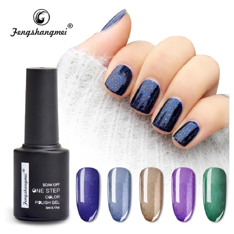 fengshangmei One Step Gel Polish Nail Art Design Gelpolish For Nails Easy Colored Gellak 3 in 1 UV Gel Polish Varnish