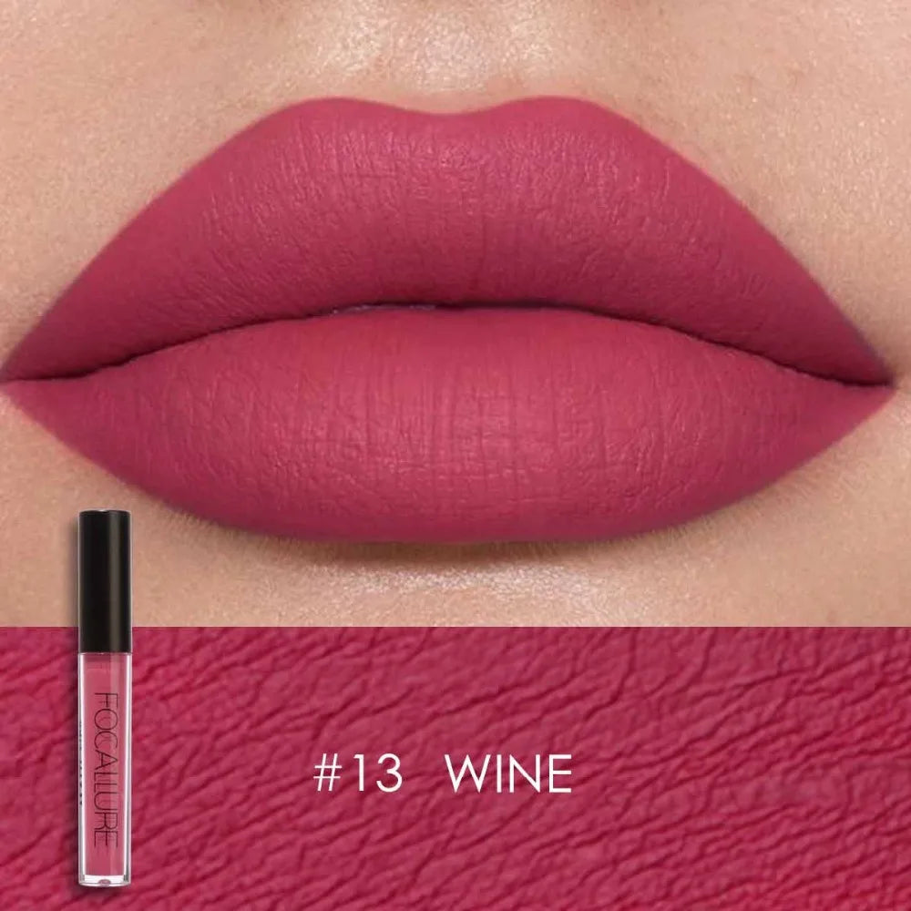 FOCALLURE Waterproof Liquid Lipstick Batom Red Velvet Lip Tint Brown Nude Matte Colourful Lipstick Makeup Cosmetics Maquiagem