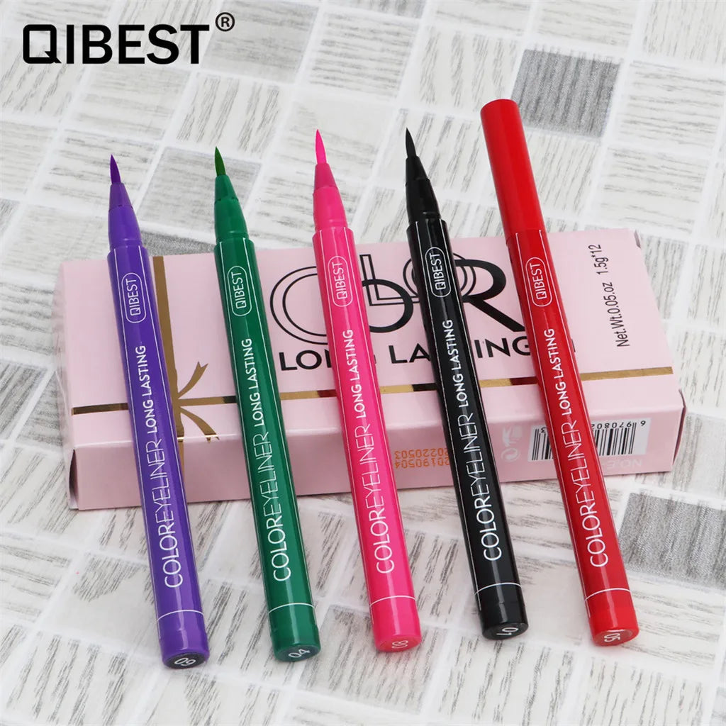 Makeup 12 Color Eyeliner Liquid Waterproof Easy To Wear Make Up Matte Eye Liner Blue Red Green White Gold Brown Eyleliner