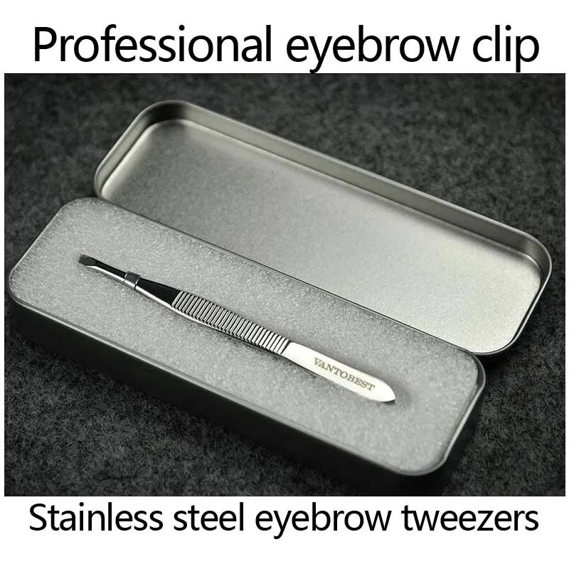 Professional stainless steel eyebrow pliers oblique eyebrow clip facial beauty makeup appliances