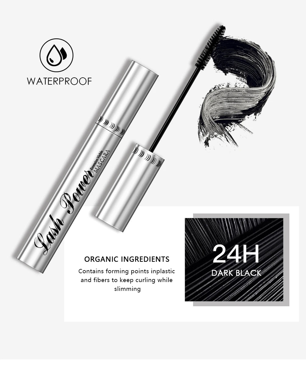 QIBEST Waterproof Mascara Black Eye Makeup Rimmel 4D Eyelash Cosmetics Curling Thick Mascara Eyelashes Silk Fiber Volume Mascara