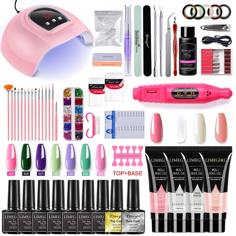 Nail set UV Nail lamp nail drying and Electric Nail Drill Gel Polish Kit Quick Building Nail Gel Extension Polygels Nail Art kit