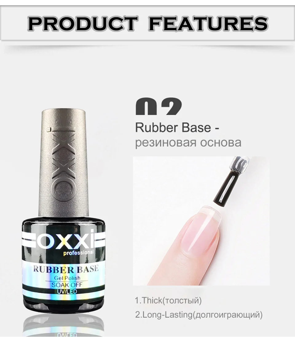 OXXI Semipermanent Top Coat y Base Coat Set 8ml Rubber Base for Gel Varnishes Kit No-wipe Matte Top for Nails Gel Nail Polishes