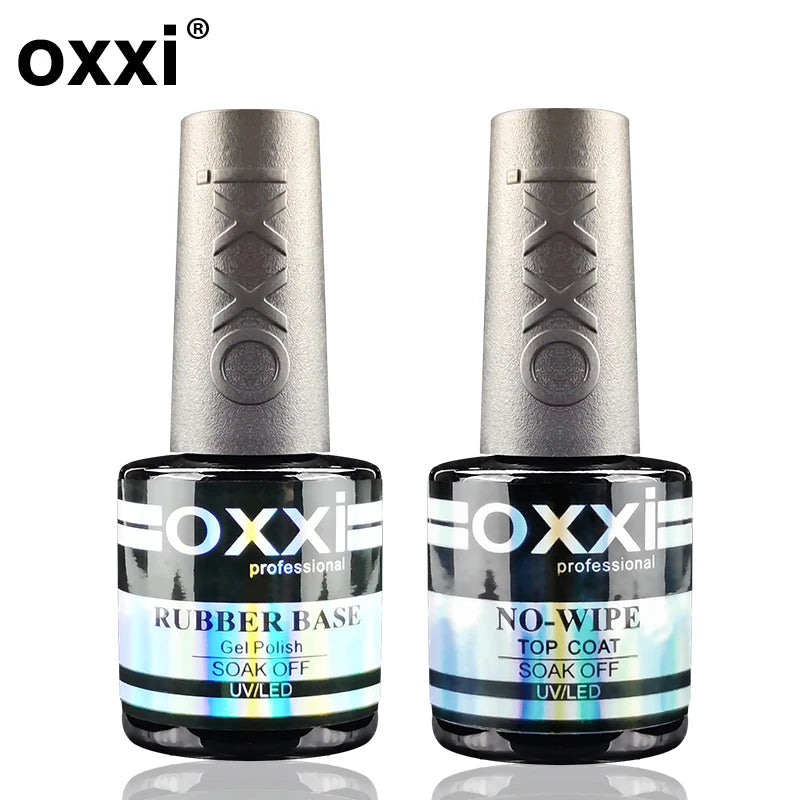 OXXI Semipermanent Top Coat y Base Coat Set 8ml Rubber Base for Gel Varnishes Kit No-wipe Matte Top for Nails Gel Nail Polishes