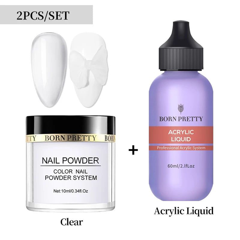 BORN PRETTY Acrylic Powder Set Pink White Clear Acrylic Nail Kit for Nails Extension Professional Nail Art Acrylic Liquid Set