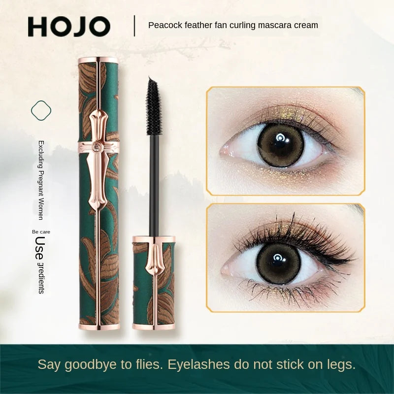 Hojo Curling Mascara Waterproof Antiperspirant Not Blooming Long Curling Makeup Sense of Natural Fiber Mascara Female Cosmetic