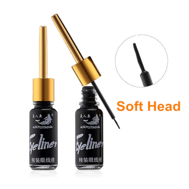 Black Liquid Eye Liner Pen Long-lasting Waterproof Hard Soft Brush Eyeliner Pencil Sexy Natural Makeup Beauty Tool Cosmetic Set