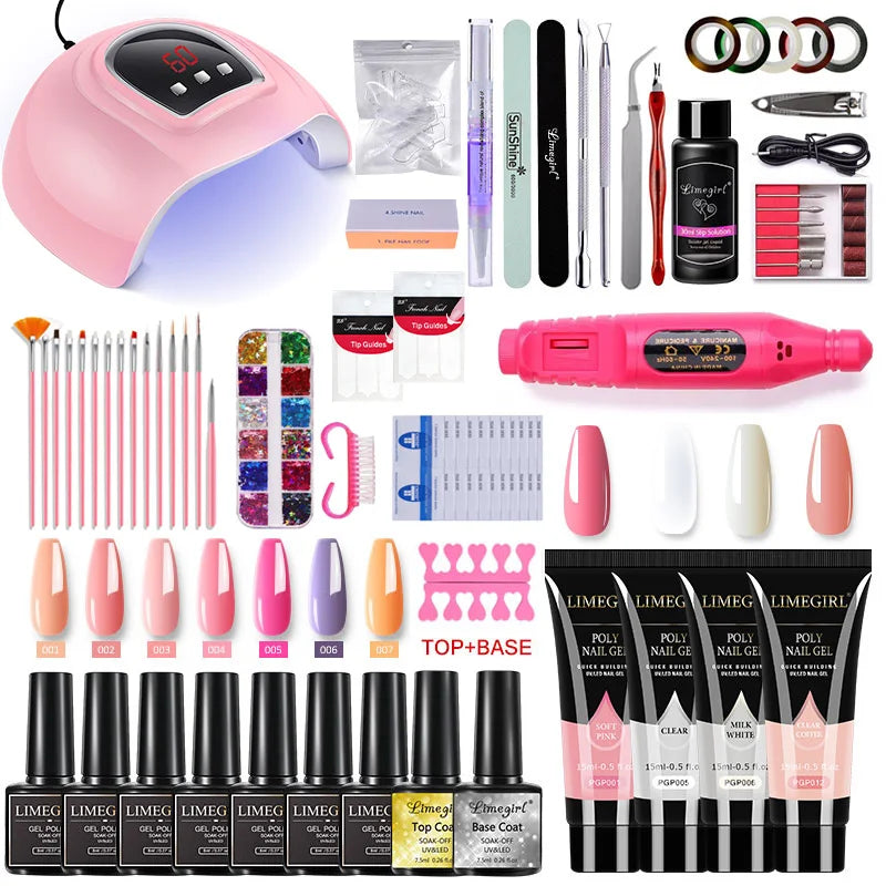 Nail set UV Nail lamp nail drying and Electric Nail Drill Gel Polish Kit Quick Building Nail Gel Extension Polygels Nail Art kit