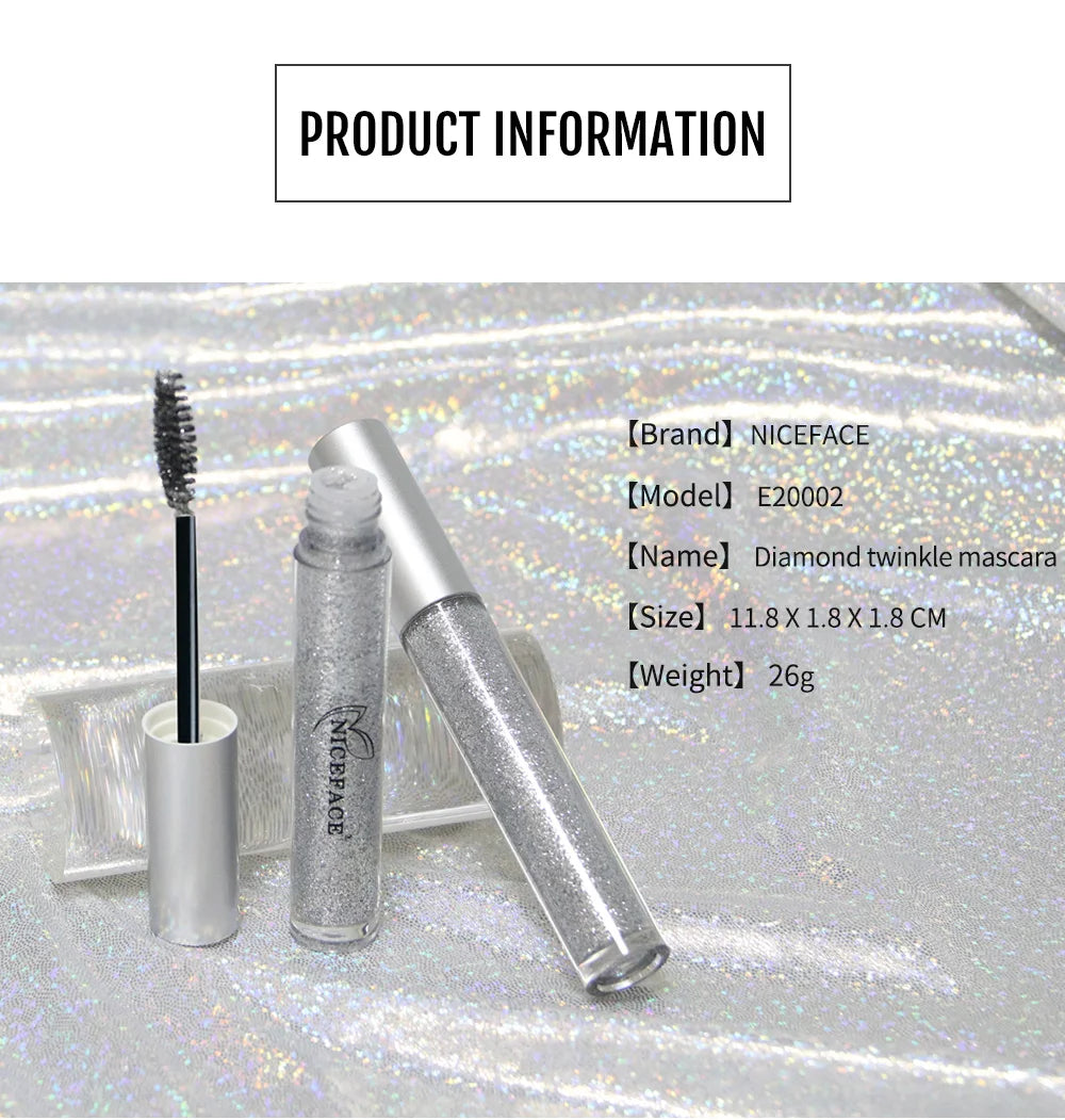 Diamond Glitter Mascara Fast Dry Eyelashes Curling Extension Makeup Waterproof Long-lasting Lengthens Eye Lash Black 4D Mascara