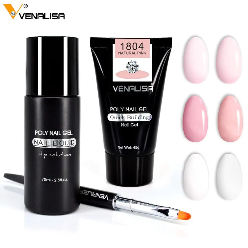 Nail Art DIY French Nail Extension Full Cover Acrylic Nails Jelly UV Gel Gum VENALISA Poly Nail Gel Slip Liquid Cleanser Remover