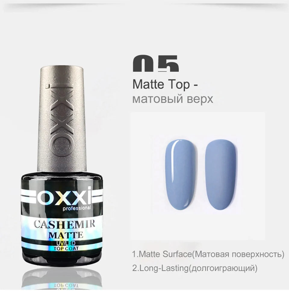 OXXI Semipermanent Top Coat y Base Coat Set 8ml Rubber Base for Gel Varnishes Kit No-wipe Matte Top for Nails Gel Nail Polishes