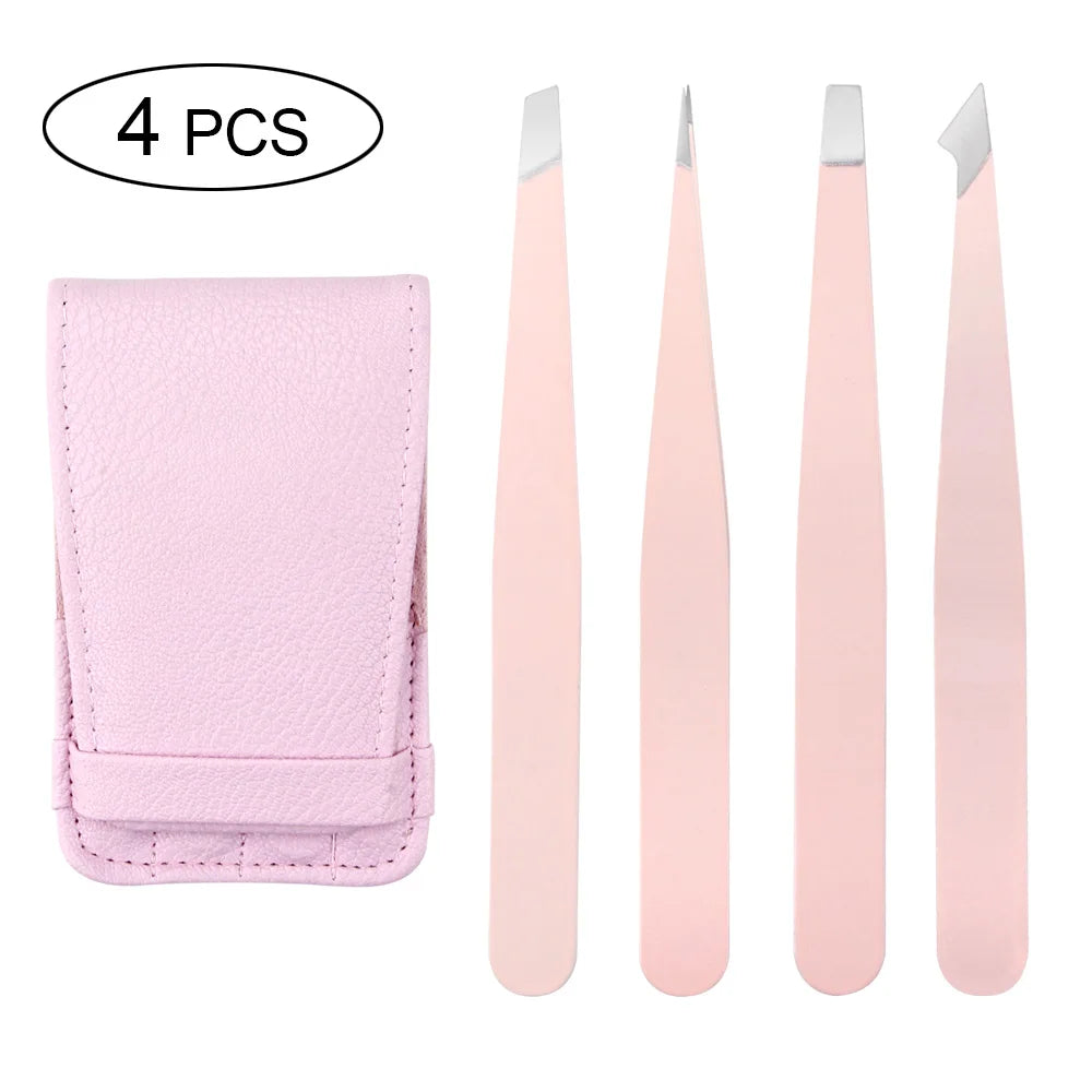 4/5Pcs Extension Tweezers Set Stainless Professional Eye Lashes Extension Tweezers Eyebrow Tongs Clip Scissors Cosmetic Tools