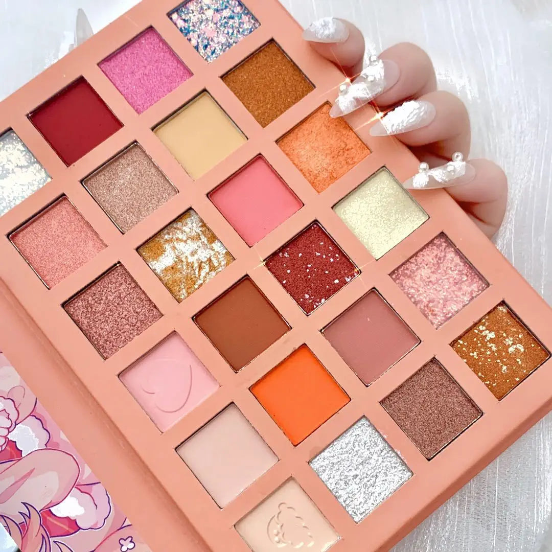 New 24 Colors Strawberry Girl Eyeshadow Palette Glitter Pearlescent Eyeshadow Waterproof Eye Plate Cute Makeup Female Cosmetics