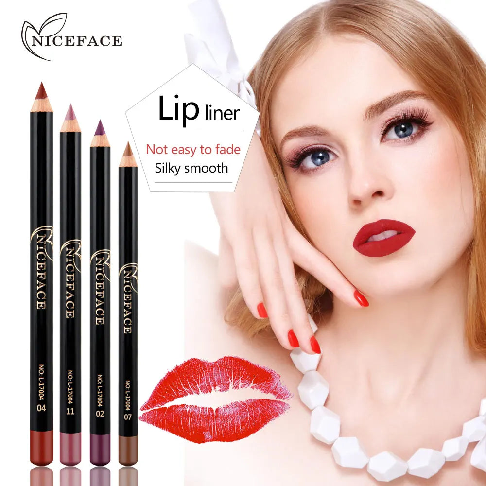 NICEFACE 12 Colors Matte Lip Pencils Nude Lipliner Pencil Waterproof Lipstick Pen Lip Liner Long Lasting Lips Makeup Cosmetics