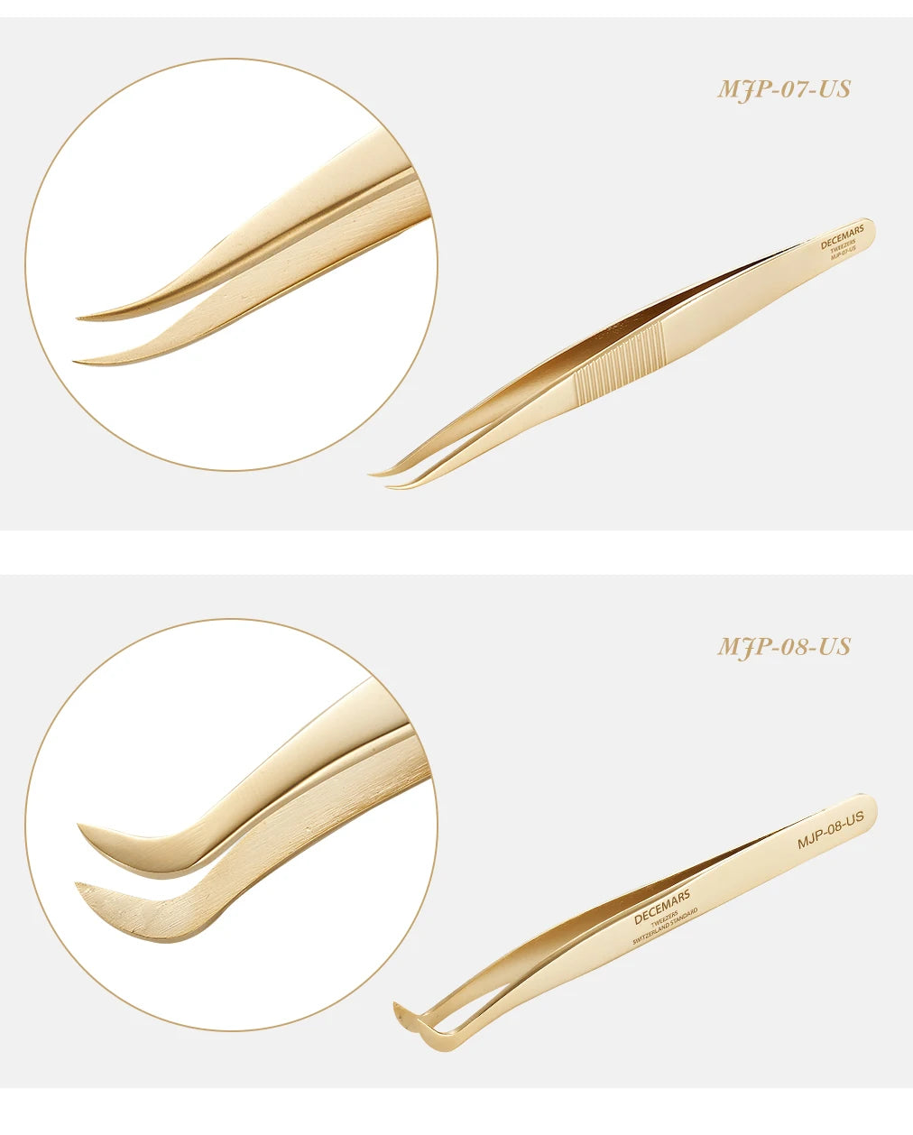 DeceMars  Eyelash Extension Tweezers Gold Color