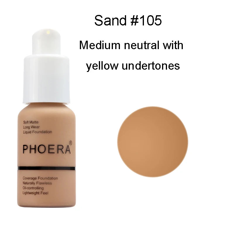 PHOERA 30ml Liquid Foundation Set Oil-control Concealer Cream Hydrating Long Lasting Hydrating Makeup Foundation TSLM1