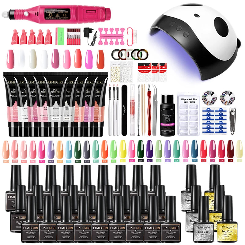 Nail set UV Nail lamp nail drying and Electric Nail Drill Gel Polish Kit Quick Building Nail Gel Extension Polygels Nail Art kit