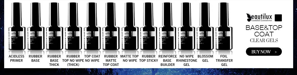 Beautilux Primer Rubber Base Top Coat Velvel Matte Top Coat Nail Art Degisn Clear Blossom Blooming Gel Foil Transfer Gel 10ml